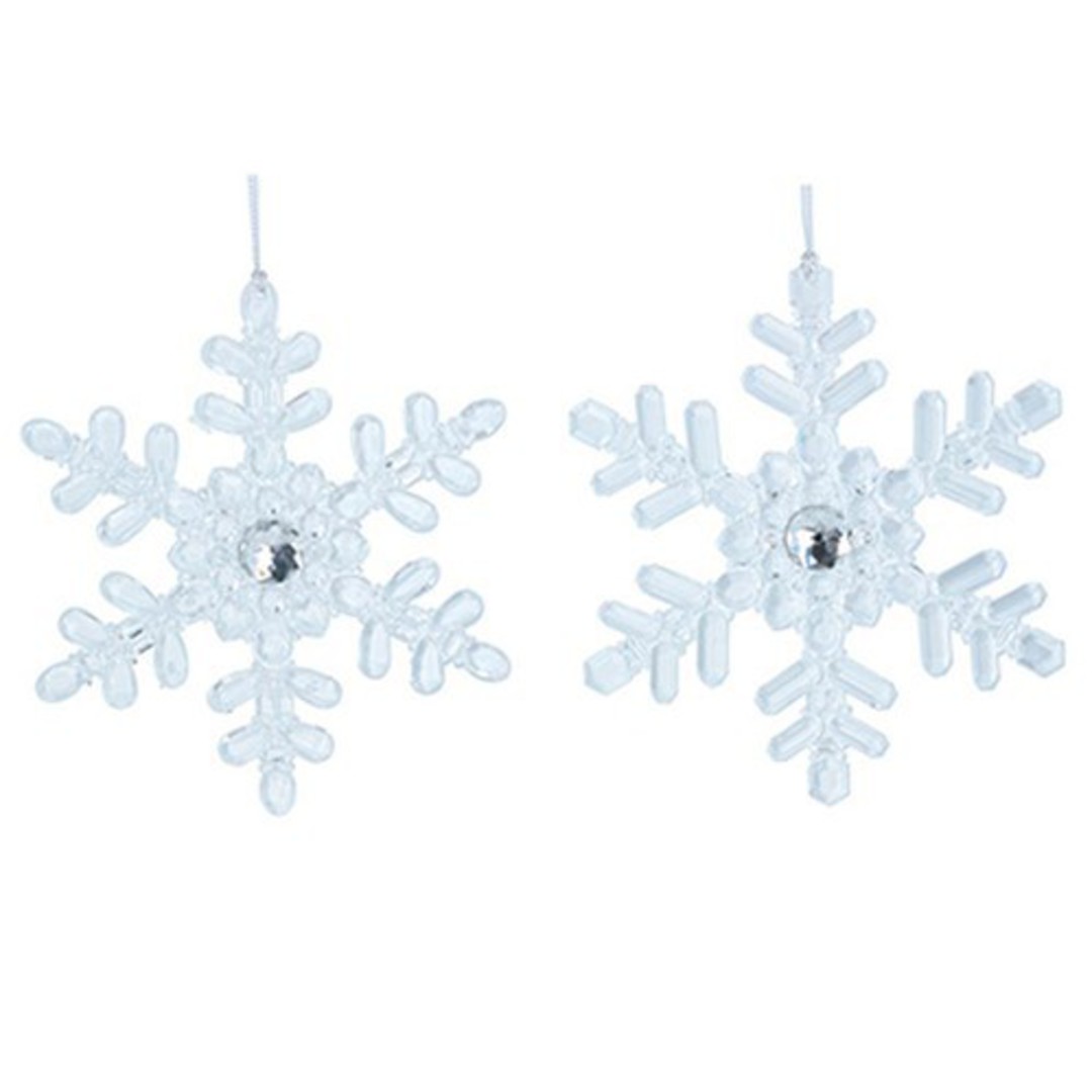 Acrylic Clear Snowflake with Gem 14cm image 0